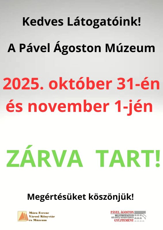 Október 31-én és november 1-jén zárva a múzeum