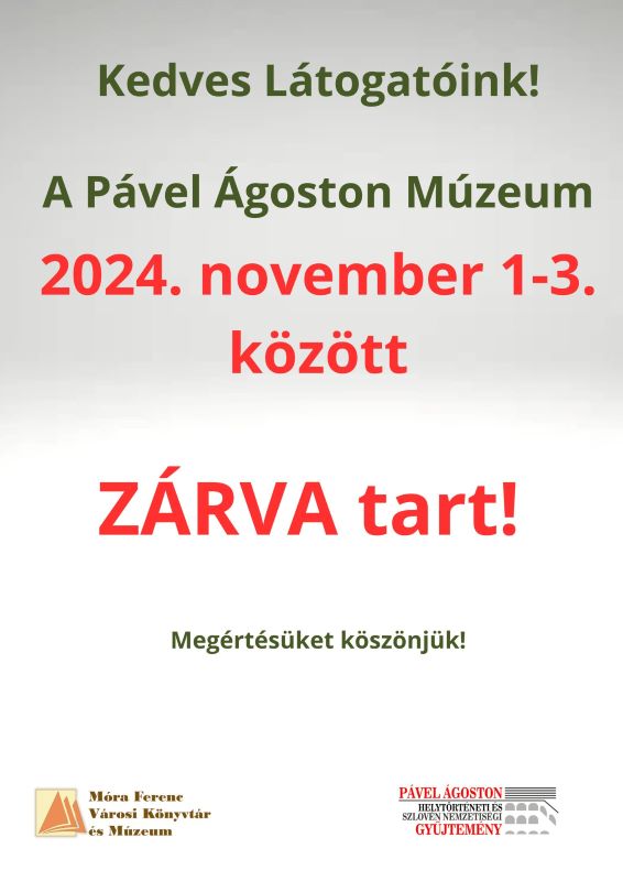 November 1-3. közötti zárva tartás