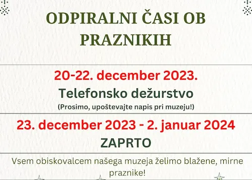 ODPIRALNI ČASI OB PRAZNIKIH