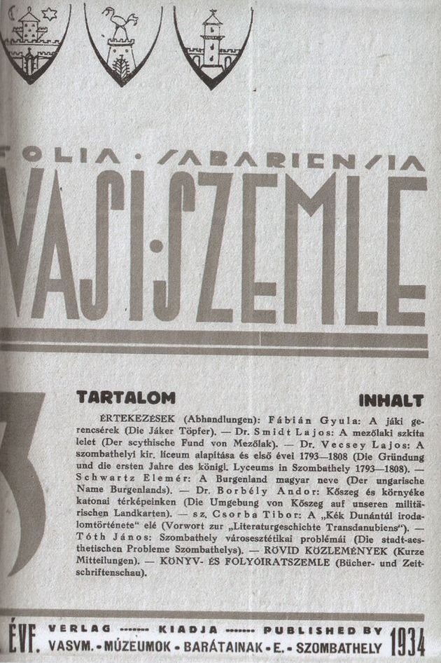A Vasi Szemle címlapja